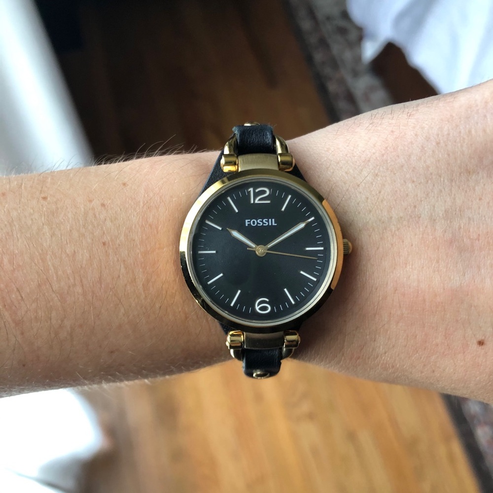 Women’s Black Leather Fossil Watch